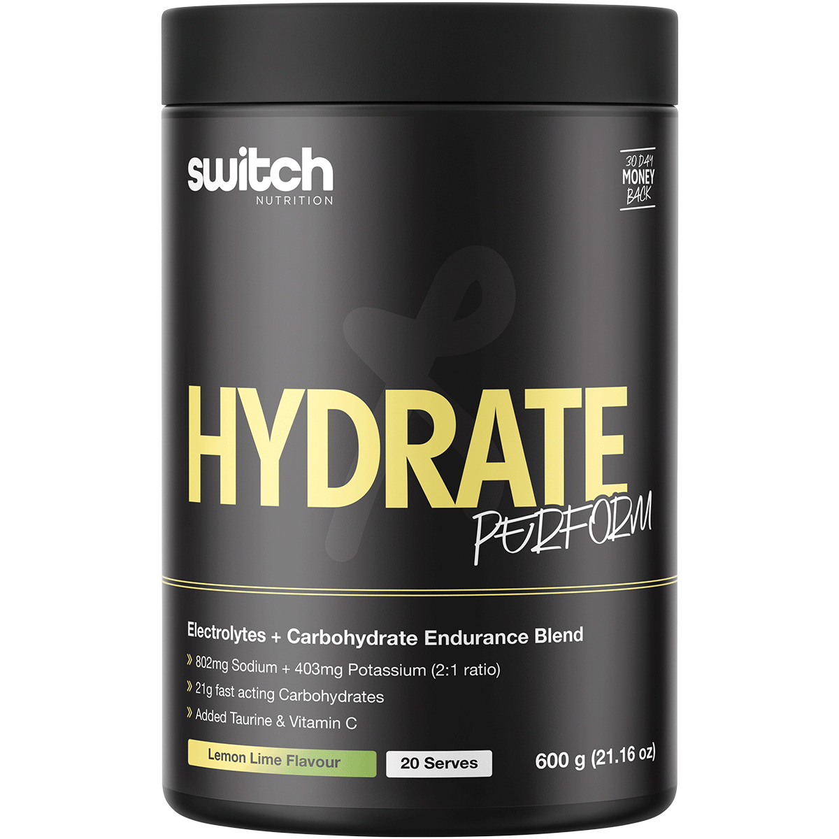 Switch Nutrition - Hydrate+ Electrolytes & Carbohydrate Lemon Lime 600g