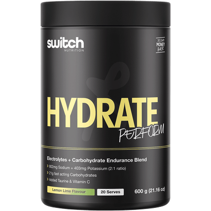 Switch Nutrition - Hydrate+ Electrolytes & Carbohydrate Lemon Lime 600g