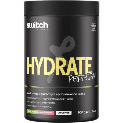 Switch Nutrition - Hydrate+ Electrolytes & Carbohydrate Kiwi Watermelon 600g