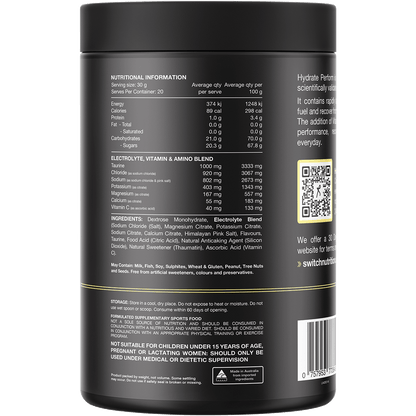 Switch Nutrition - Hydrate+ Electrolytes & Carbohydrate Kiwi Watermelon 600g