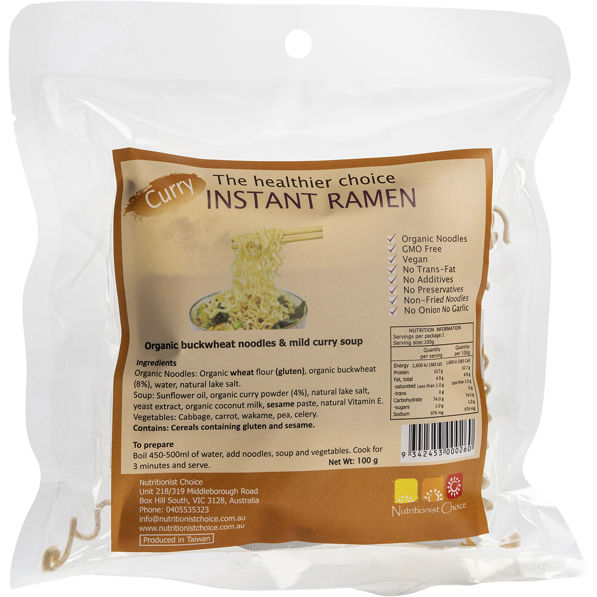 Nutritionist Choice - Instant Buckwheat Ramen Mild Curry 100g