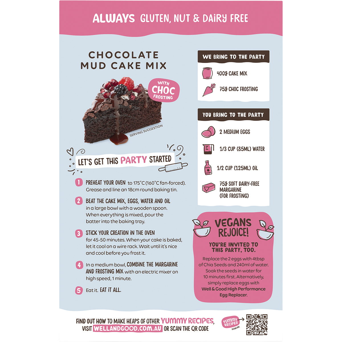 Well & Good - Chocolate Mud Cake Mix 475g