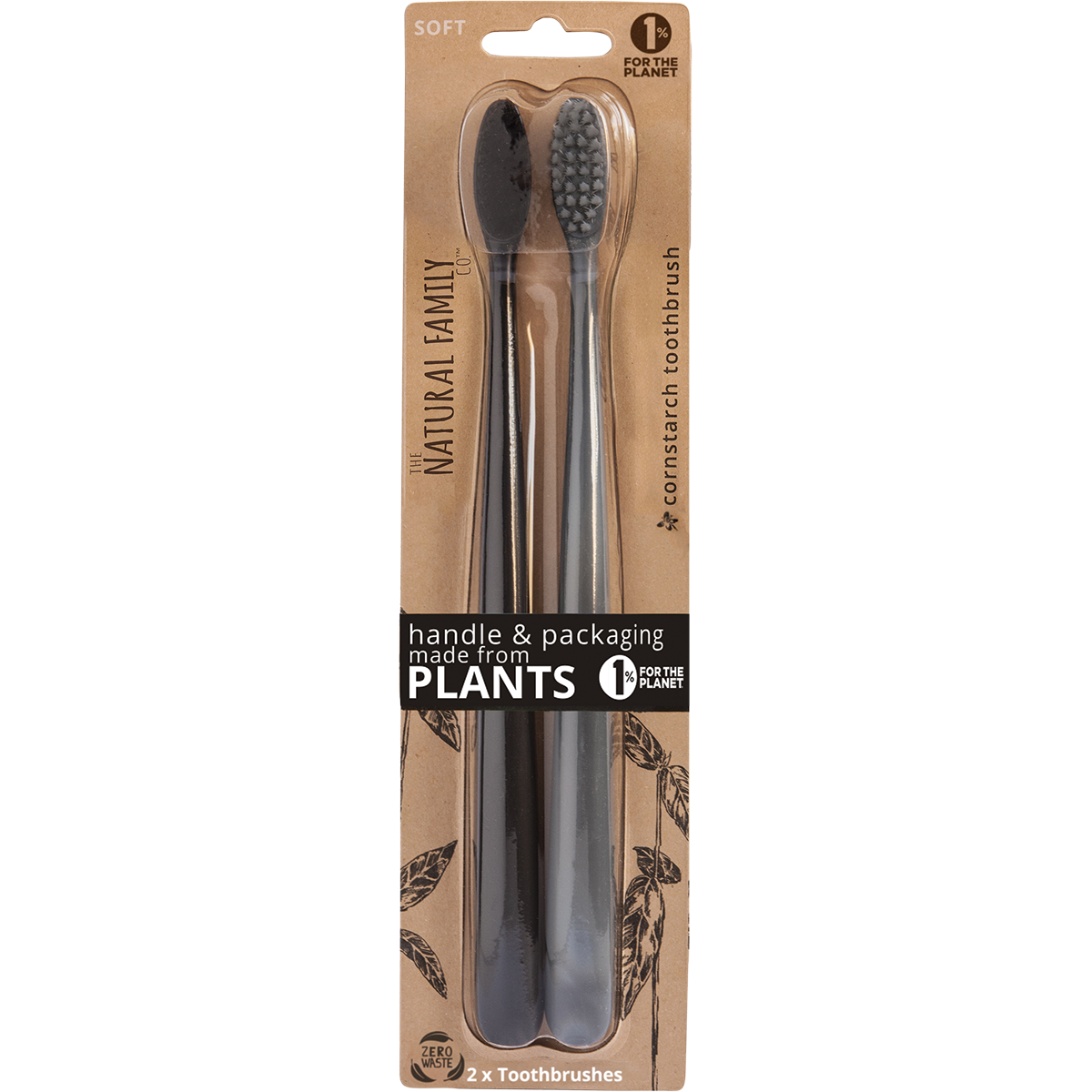 The Natural Family Co. - Bio Toothbrush (Twin Pack) Soft - Assorted Colours 2pk