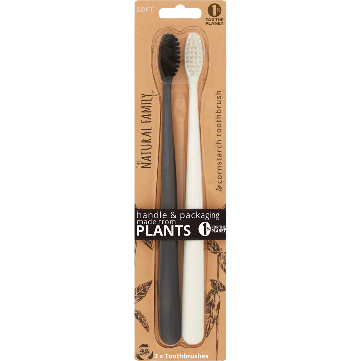 The Natural Family Co. - Bio Toothbrush (Twin Pack) Soft - Assorted Colours 2pk