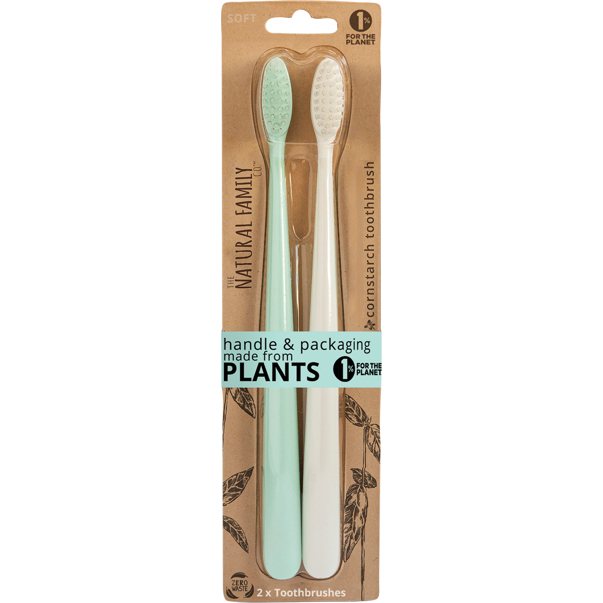 The Natural Family Co. - Bio Toothbrush (Twin Pack) Soft - Assorted Colours 2pk