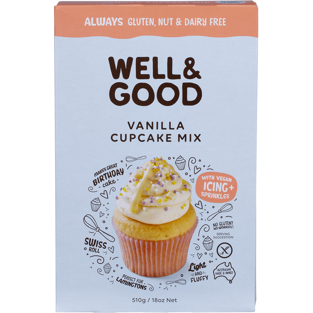 Well & Good - Vanilla Cupcake Mix 510g