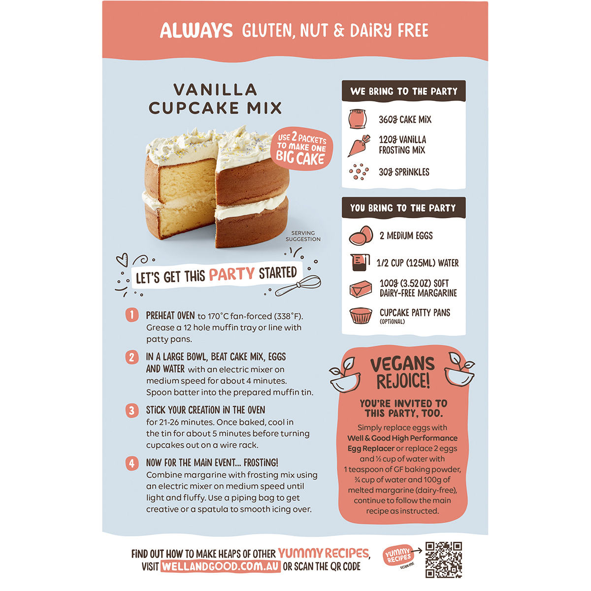 Well & Good - Vanilla Cupcake Mix 510g