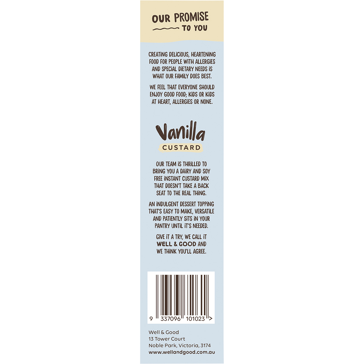 Well & Good - Plant Based Vanilla Custard Powder 250g