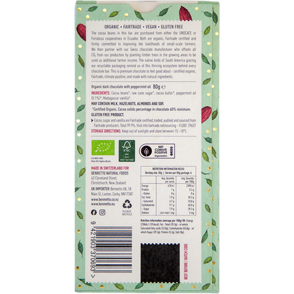Bennetto - Organic Dark Chocolate Dark Mint 80g