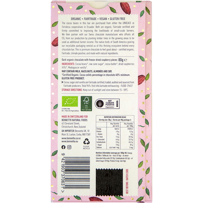 Bennetto - Organic Dark Chocolate Raspberries In Dark 80g