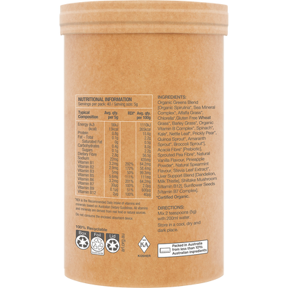 Raw Amazonia - Raw Organic Greens Vanilla Mint 200g