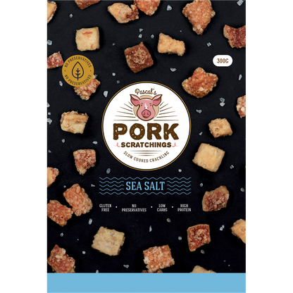Pascal's Pork Scratchings - Slow Cooked Crackling Sea Salt 300g