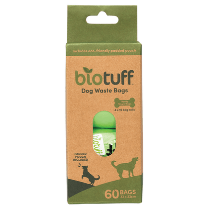 Biotuff - Dog Waste Bags & Dispenser 4 x 15 Bag Rolls 60pk