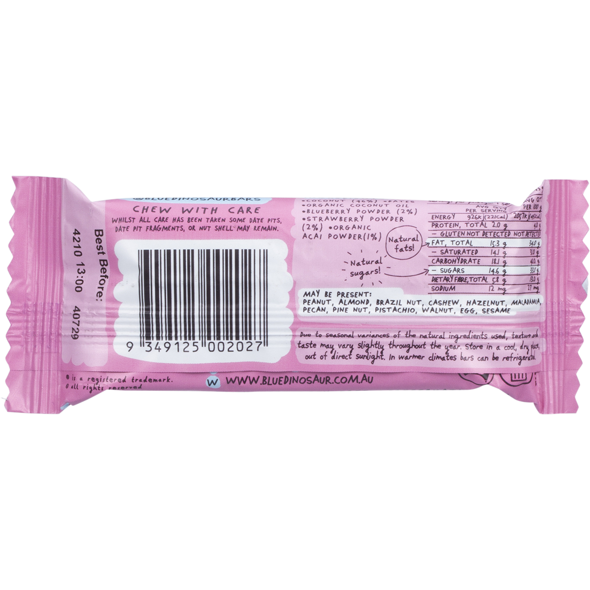 Blue Dinosaur - Berry Coconut Snack Bar 45g