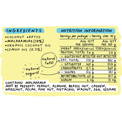 Blue Dinosaur - Lemon & Macadamia Snack Bar 45g