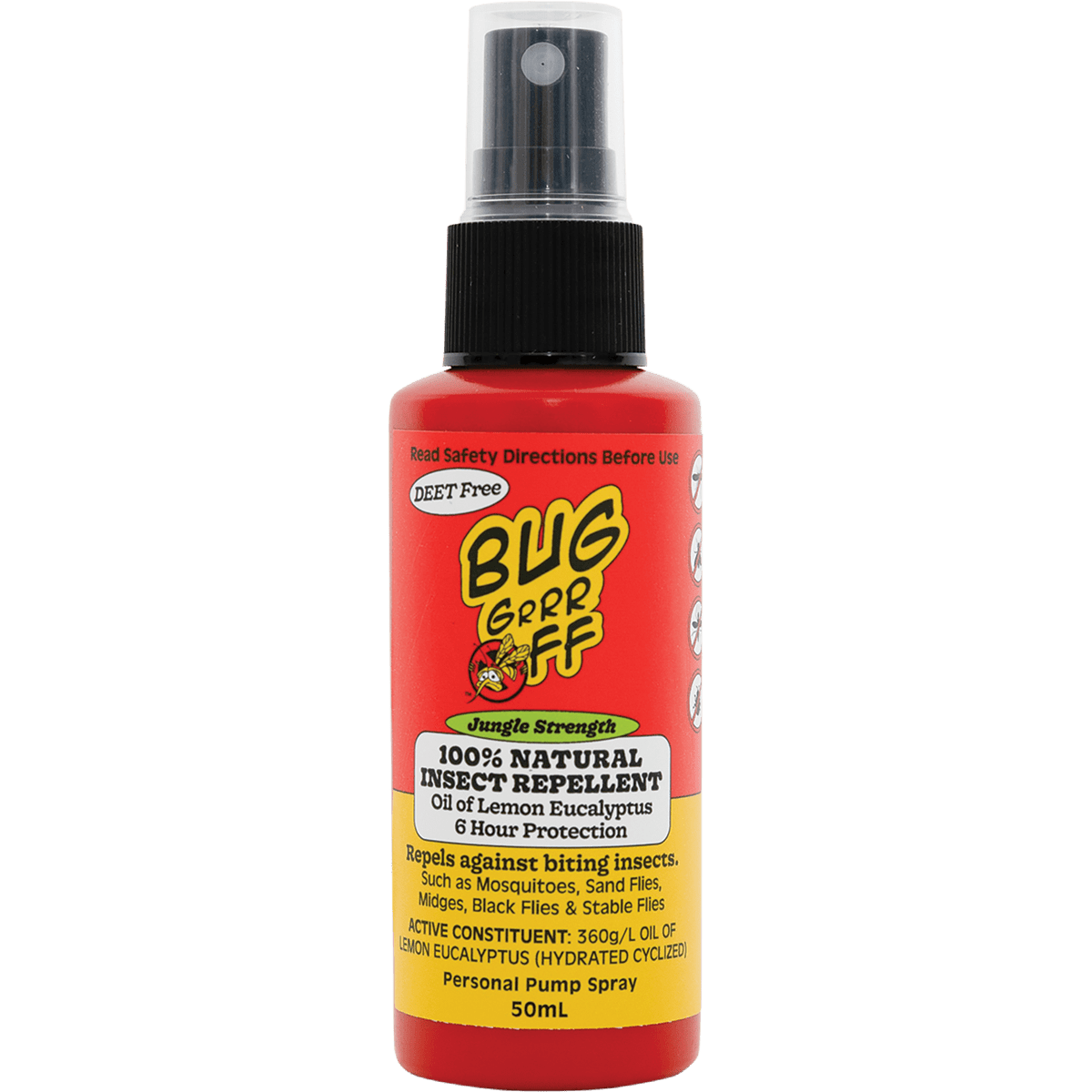 Bug-grrr Off - 100% Natural Insect Repellent Jungle Strength Spray 50ml