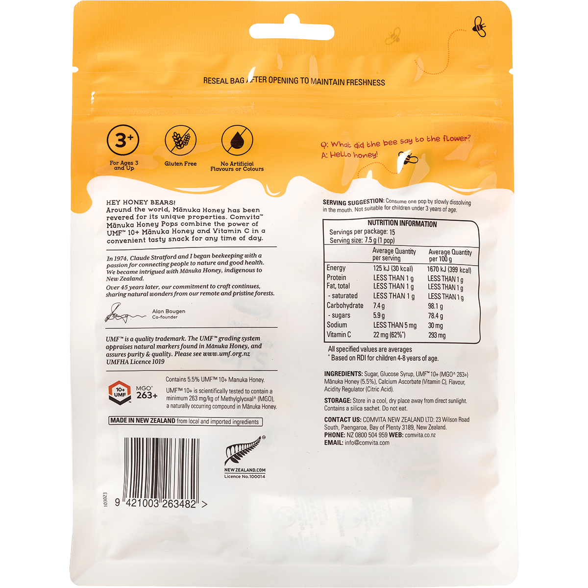 Comvita - Soothing Manuka Honey Pops Kids 3 Flavour Pack UMF10+ 15pcs