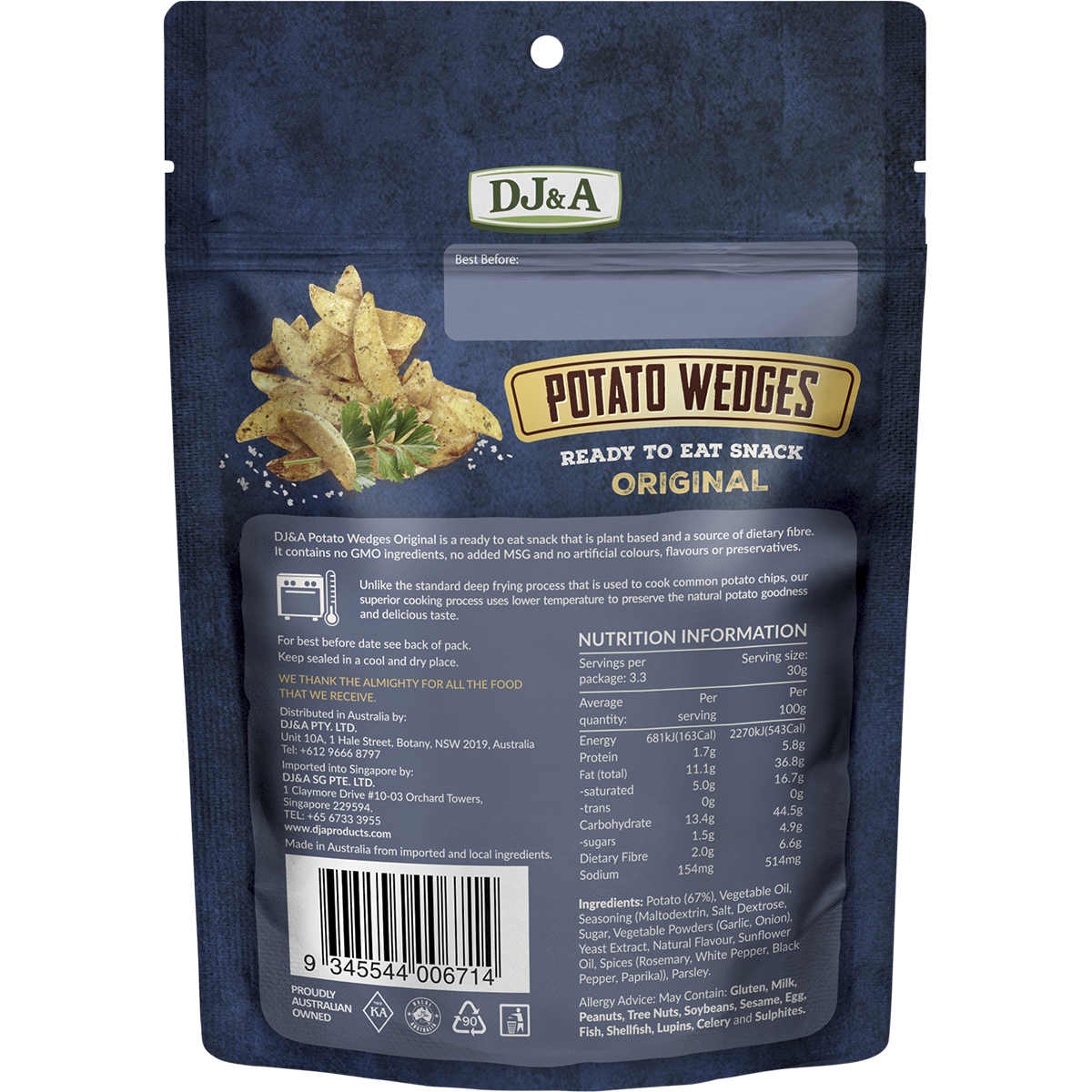 DJ&A - Potato Wedges Original 100g