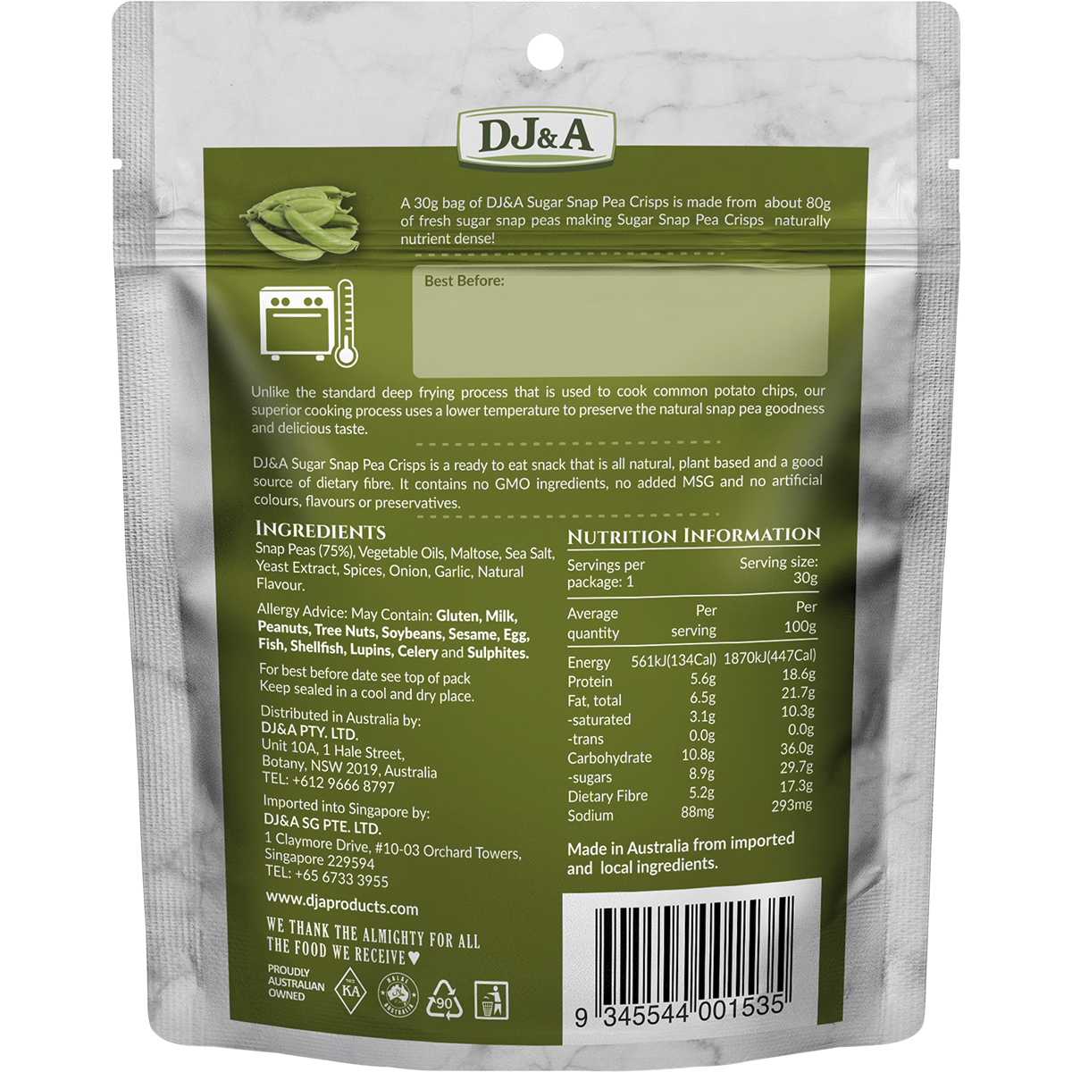 DJ&A - Sugar Snap Pea Crisps 30g
