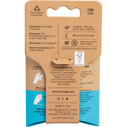 Dr Tungs - Vegan Activated Charcoal Lemongrass Floss 27m