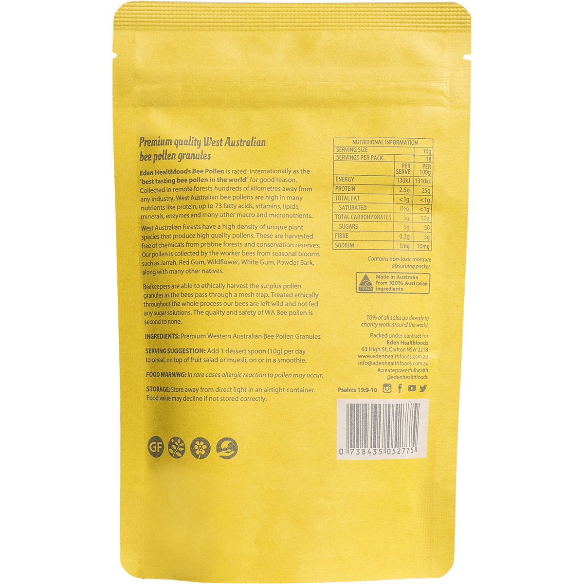 Eden Healthfoods - Bee Pollen Raw & Unprocessed 180g 180g