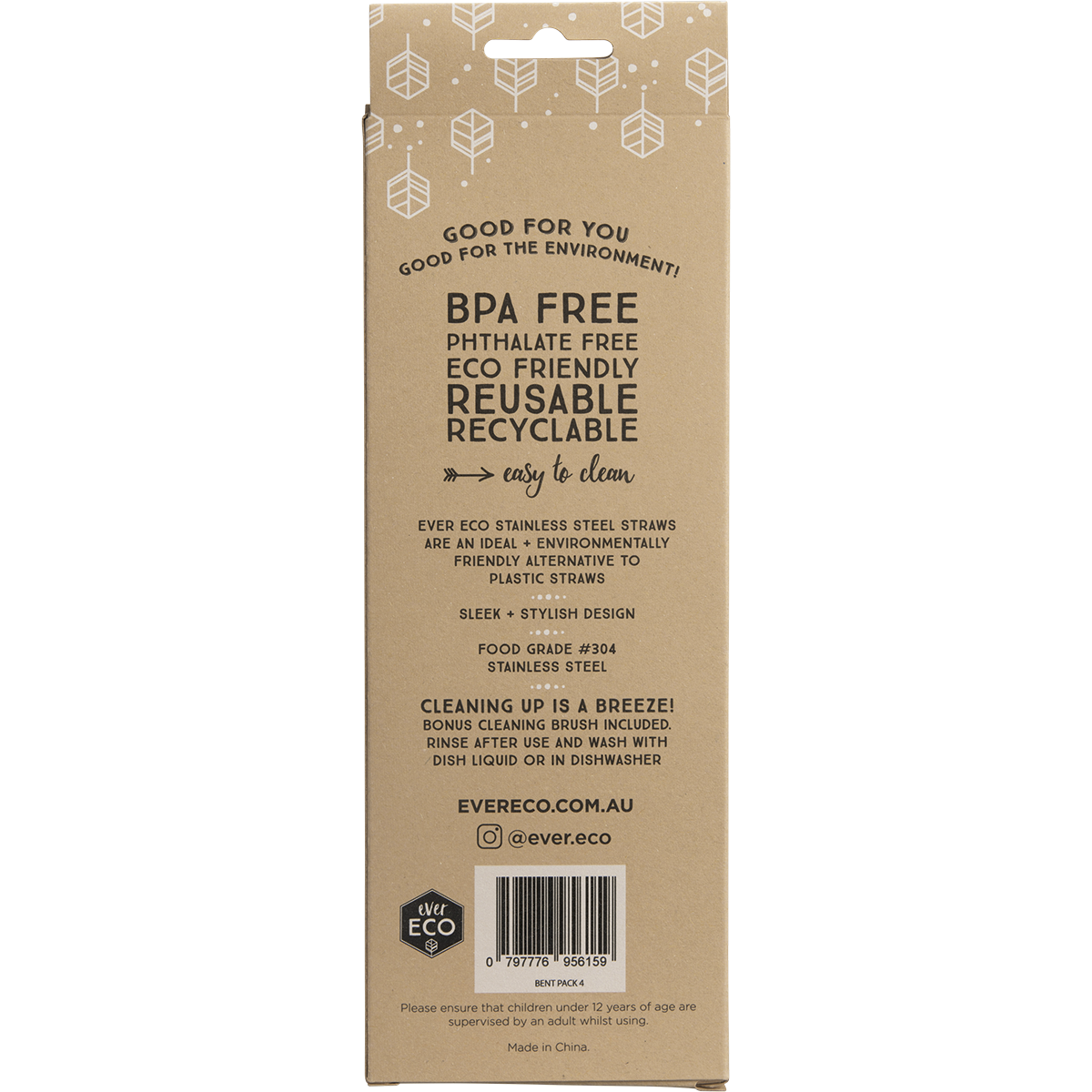 Ever Eco - Stainless Steel Straws Bent 4pk