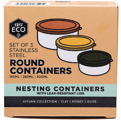 Ever Eco - Stainless Steel Round Nesting Containers Autumn 3pk
