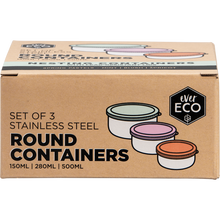 Ever Eco - Stainless Steel Round Nesting Containers Spring Pastels 3pk