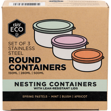 Ever Eco - Stainless Steel Round Nesting Containers Spring Pastels 3pk