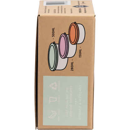 Ever Eco - Stainless Steel Round Nesting Containers Spring Pastels 3pk