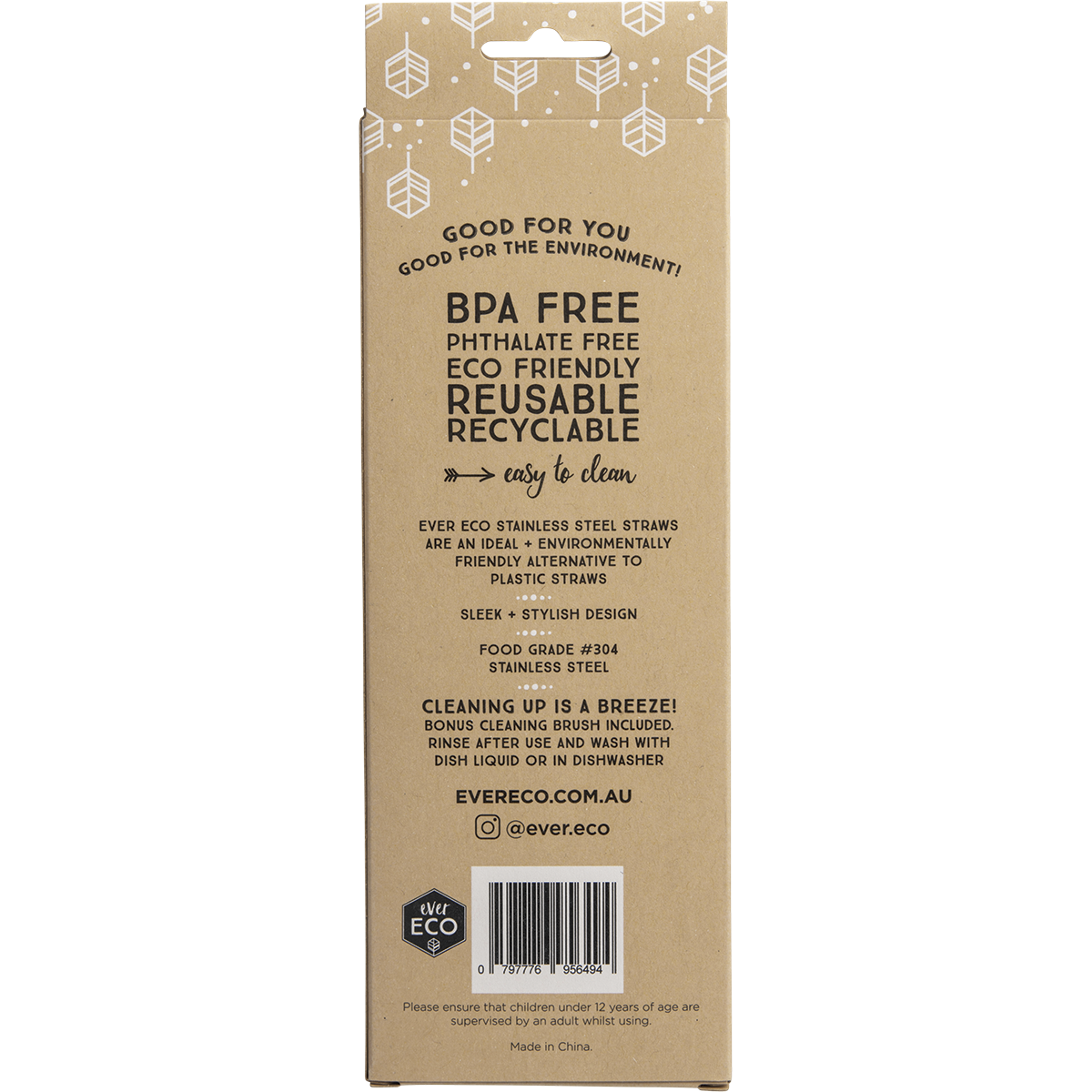 Ever Eco - Stainless Steel Straws Bent Smoothie 4pk