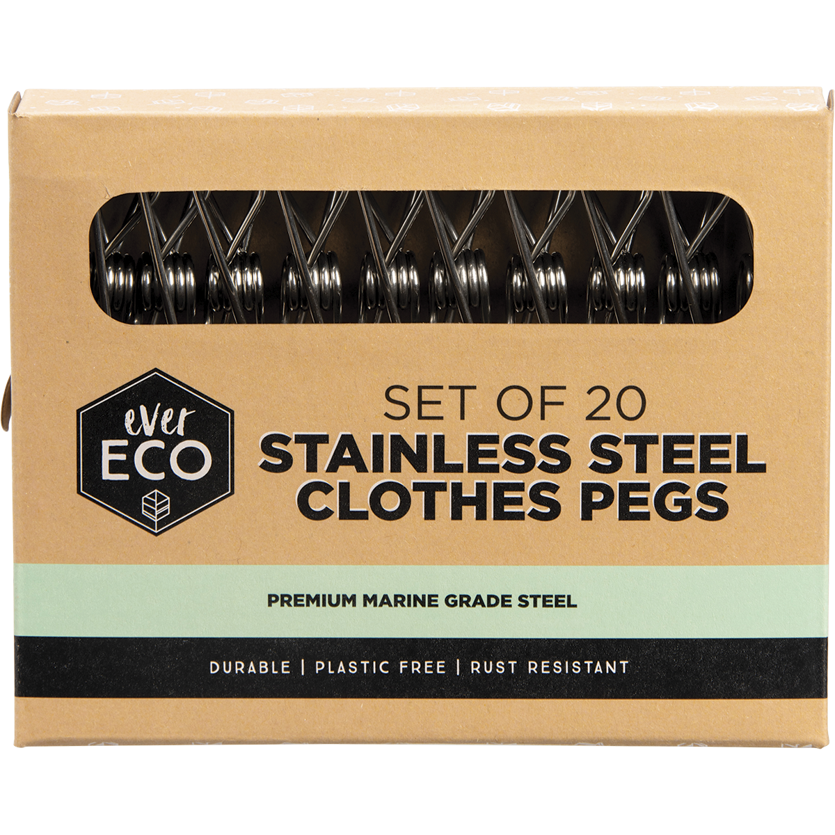 Ever Eco - Stainless Steel Clothes Pegs Premium Marine Grade 20pk