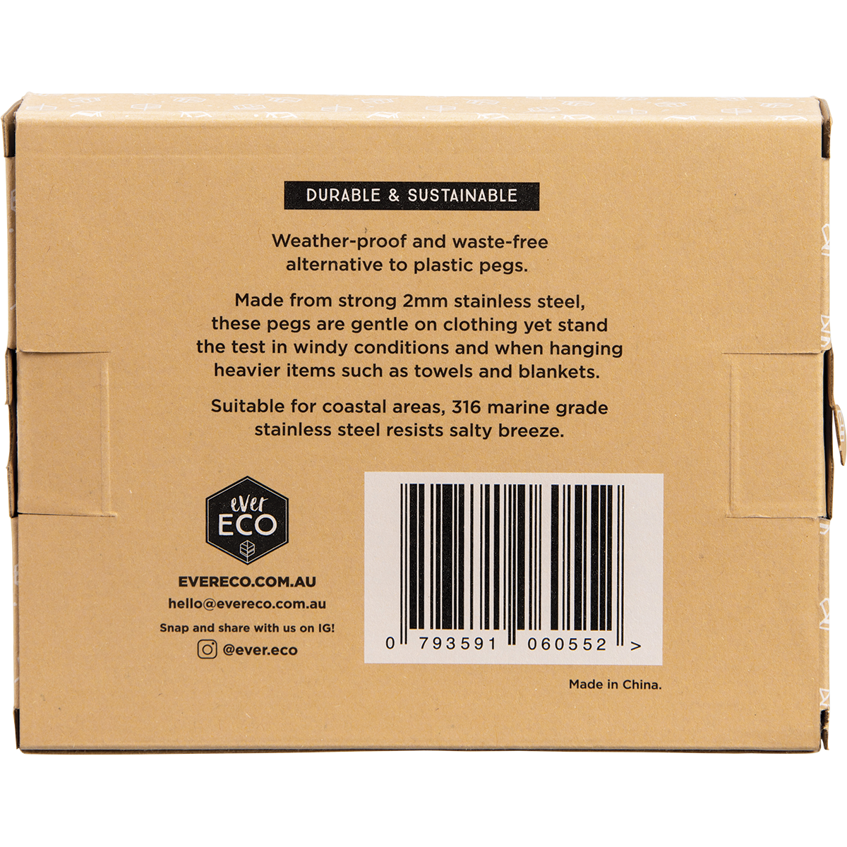 Ever Eco - Stainless Steel Clothes Pegs Premium Marine Grade 20pk