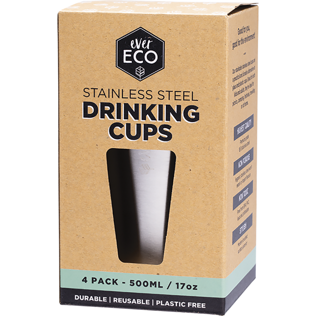 Ever Eco - Stainless Steel Drinking Cups 4x500ml