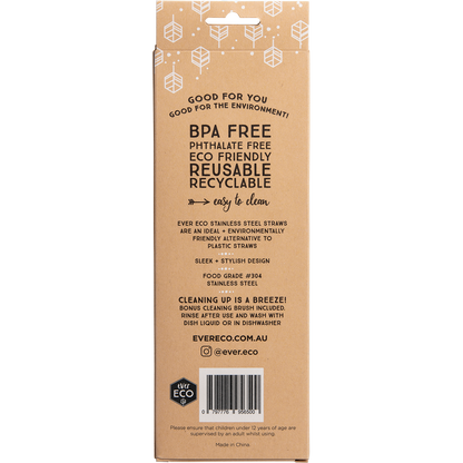 Ever Eco - Stainless Steel Straws Straight Smoothie 4pk