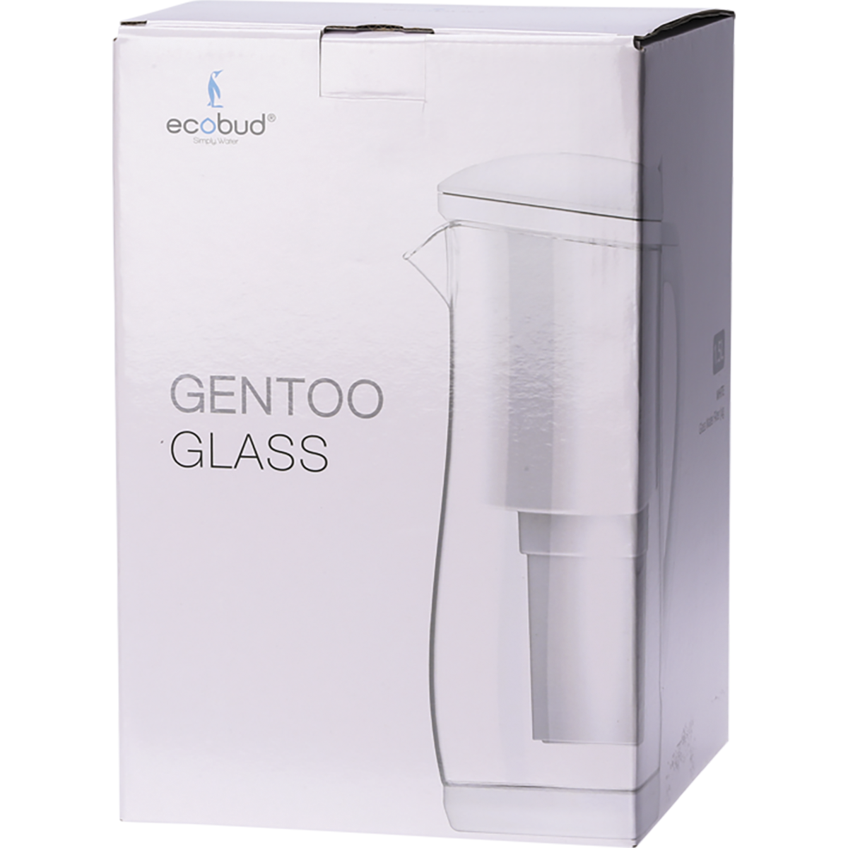 Ecobud - Gentoo Glass Water Filter Jug White 1.5lt
