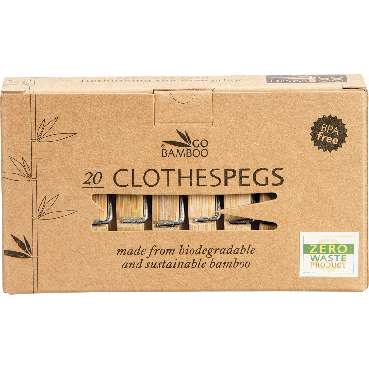 Go Bamboo - Clothes Pegs Biodegradable Bamboo 20pk