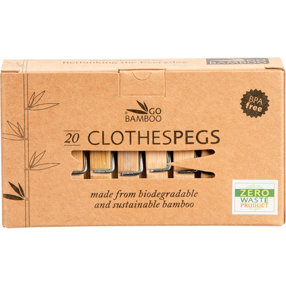 Go Bamboo - Clothes Pegs Biodegradable Bamboo 20pk