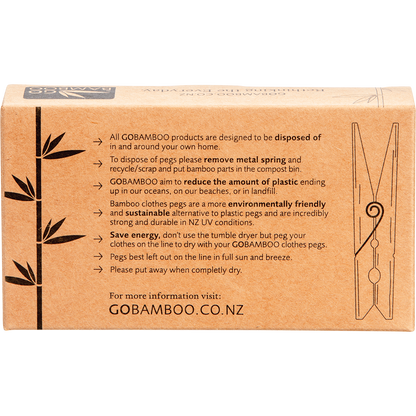 Go Bamboo - Clothes Pegs Biodegradable Bamboo 20pk