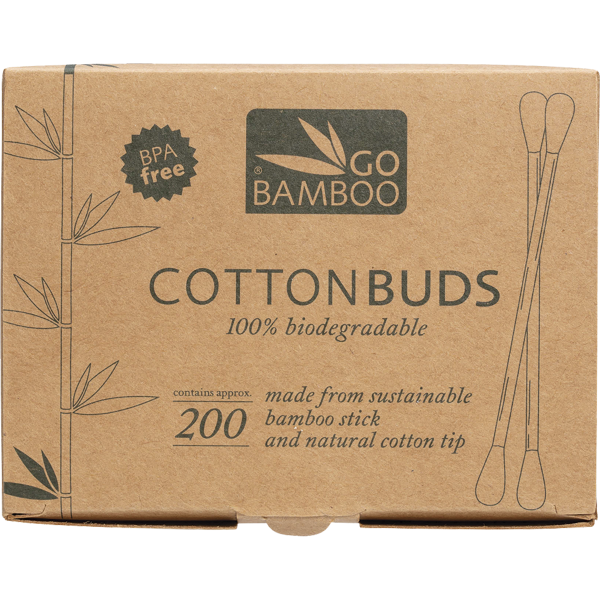 Go Bamboo - Cotton Buds 100% Biodegradable 200pk