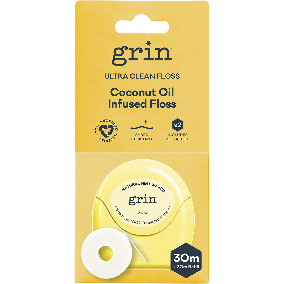 Grin - Ultra Clean Floss Coconut Oil Infused 30m + Refill 30m
