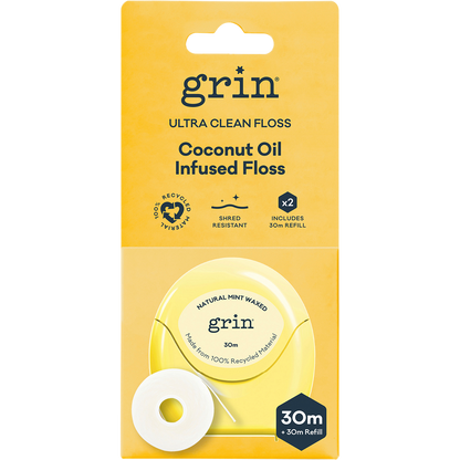 Grin - Ultra Clean Floss Coconut Oil Infused 30m + Refill 30m