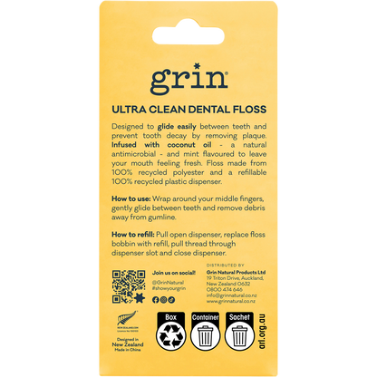 Grin - Ultra Clean Floss Coconut Oil Infused 30m + Refill 30m