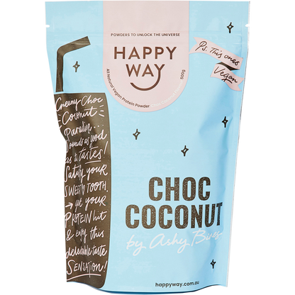 Happy Way - Ashy Bines Vegan Protein Powder Choc Coconut 500g