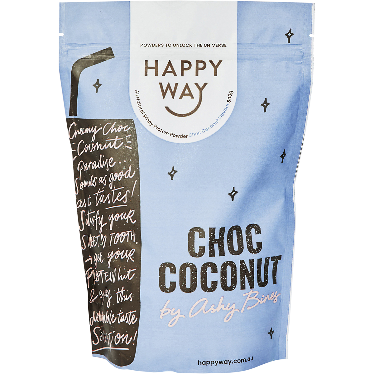 Happy Way - Ashy Bines Whey Protein Powder Choc Coconut 500g