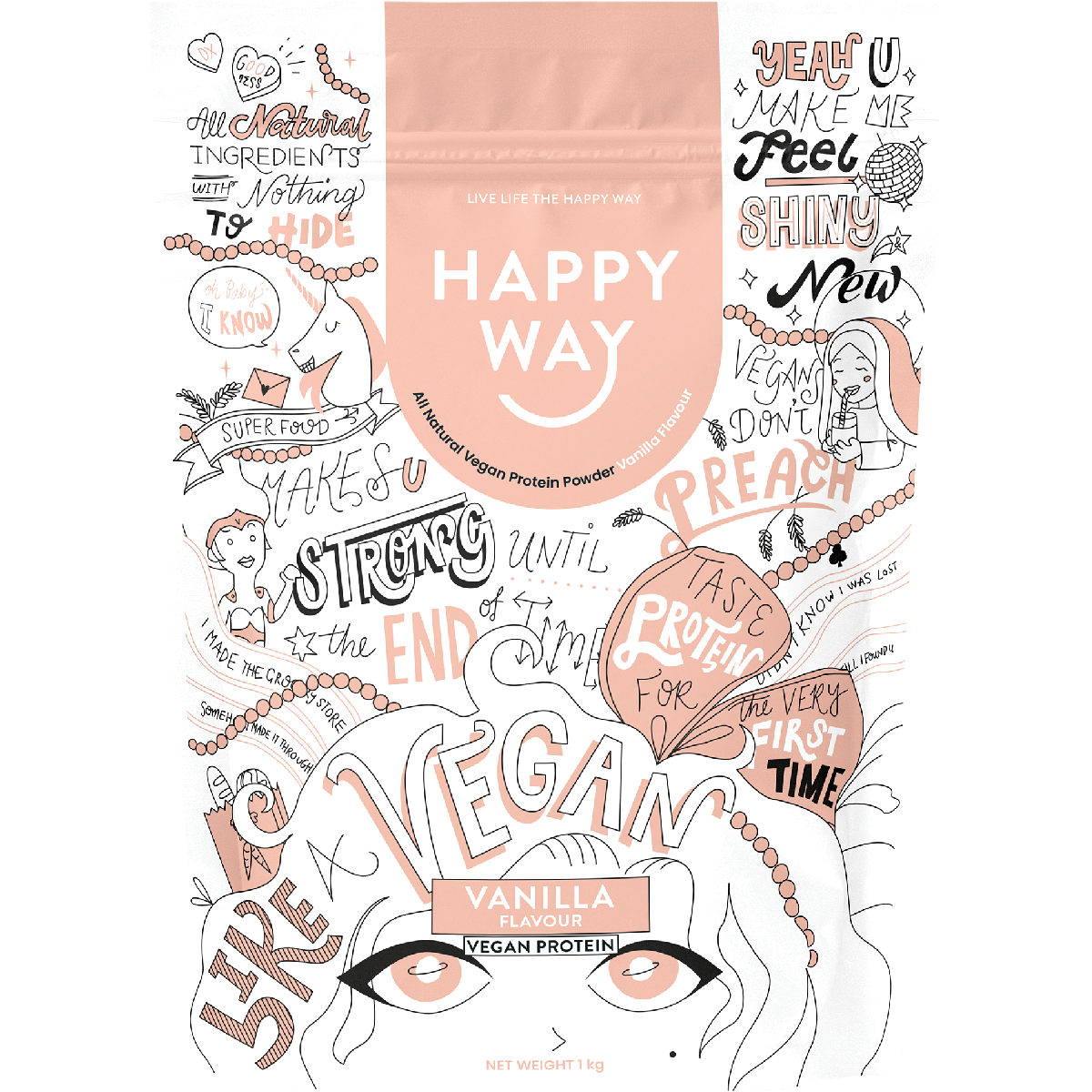 Happy Way - Vegan Protein Powder Vanilla 1kg