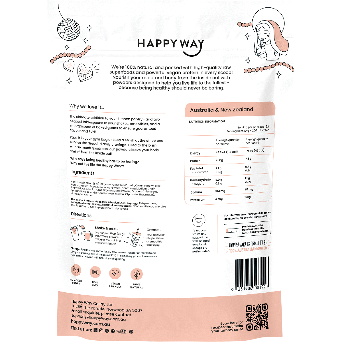 Happy Way - Vegan Protein Powder Vanilla 1kg