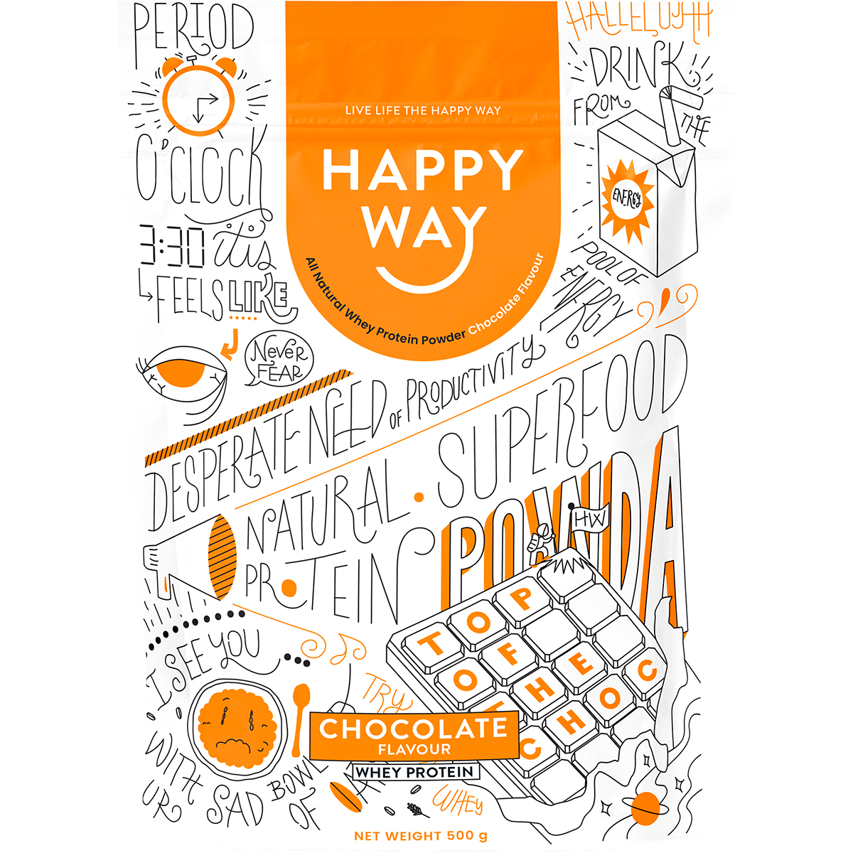 Happy Way - Whey Protein Powder Chocolate 500g