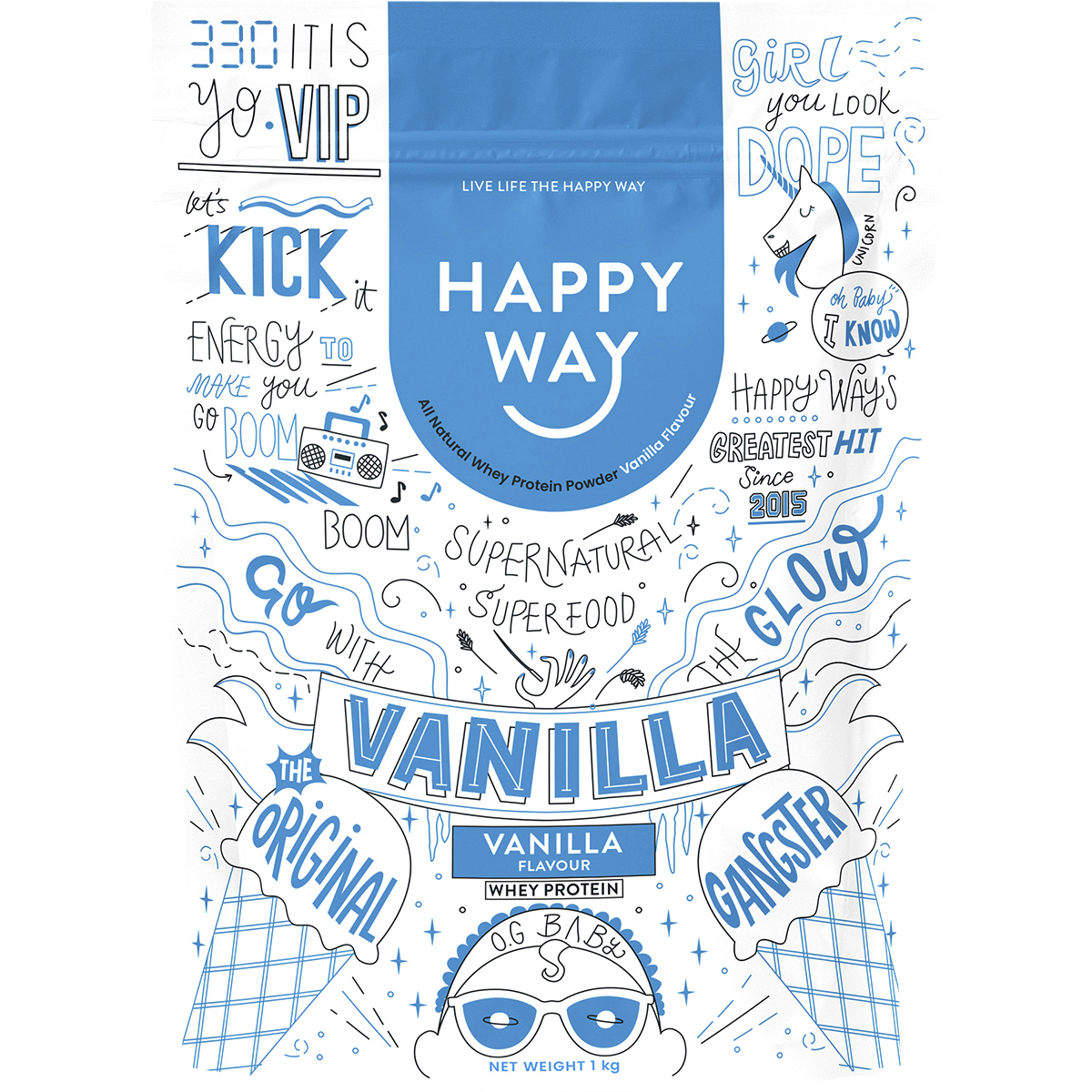 Happy Way - Whey Protein Powder Vanilla 1kg