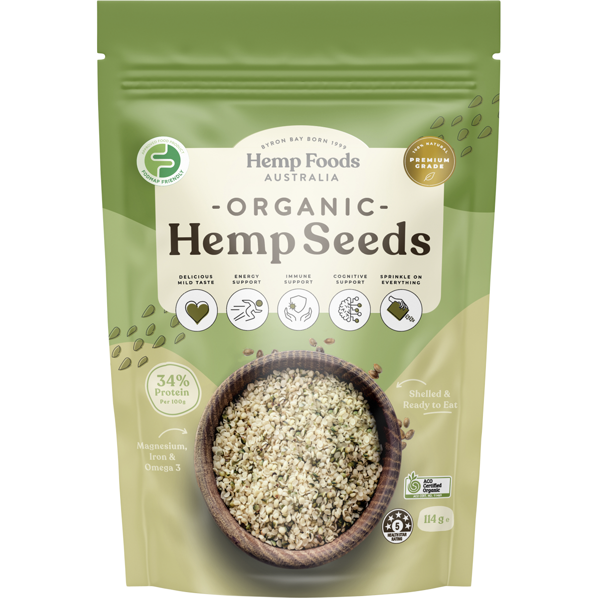 Hemp Foods Australia - Organic Hemp Seeds Hulled 114g